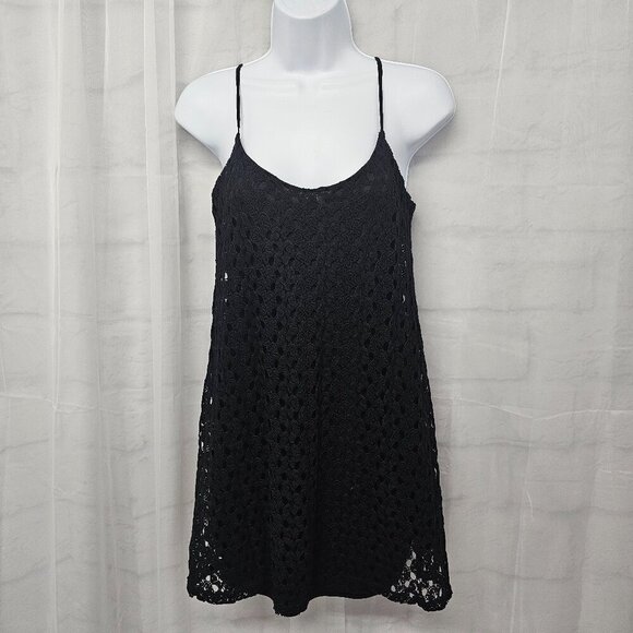 MmMmMm Black Crochet Lace Tunic Tank Boho Goth Fairy S - Picture 10 of 10